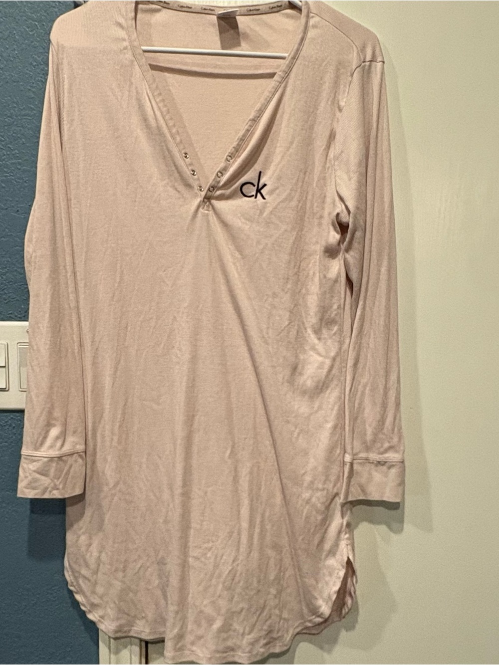 Calvin Klein Pale Pink Henley sleep dress size Large